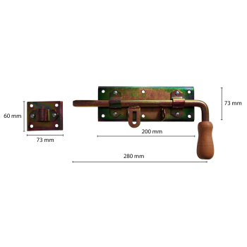 Zasuwa ryglowa ocynkowana z drewnianą rączką