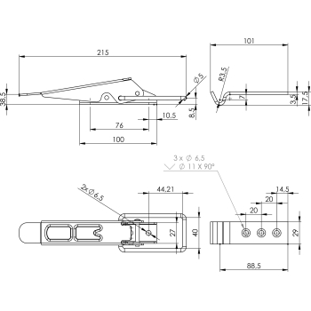 Zamknięcie burtowe zaczep burty pręt 310 x 30 mm