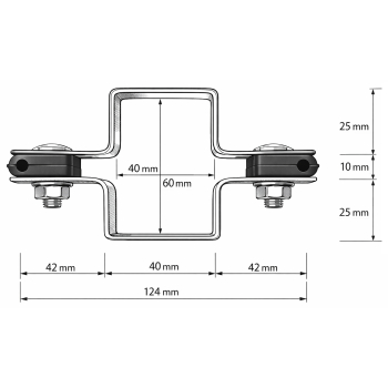 Obejma ogrodzeniowa słupka pośrednia do paneli 60x40 ocynk galwaniczny