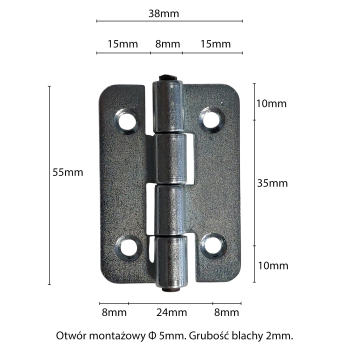 Zawias profilowy ocynk 55x40mm