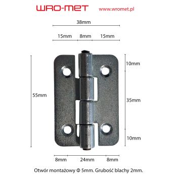 Zawias profilowy ocynk 55x40mm