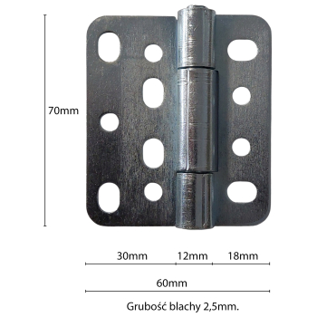 Zawias profilowy niesymetryczny 60x70mm